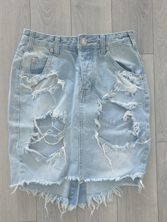 One Teaspoon Dresses & Skirts - One Teaspoon Light Blue Distressed Denim Midi Skirt